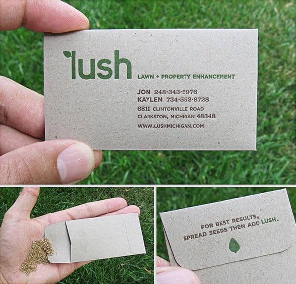  La business card incluye semillas que puedes plantar.